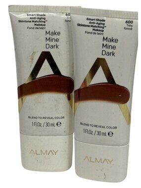 Lot of 2 Almay Smart Shade Anti-Aging Foundation 600 Make Mine Dark 1oz NEW